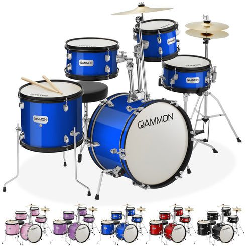 5pc Junior Drum Set - Beginner Percussion Kit with Stool and Stands